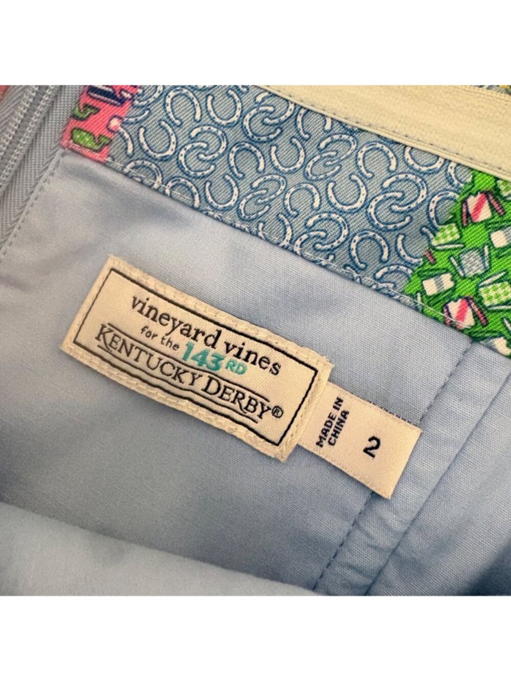 Vineyard Vines Kentucky Derby Strapless Patchwork Dress Preppy Horseshoe Print - Picture 9 of 10